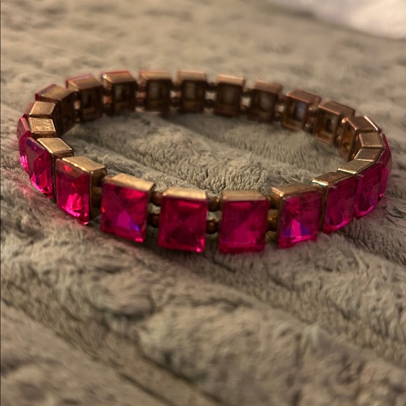 Women’s Plus Size Pink Sparkly Stones Stretch Bracelet Size Large - Picture 3 of 11